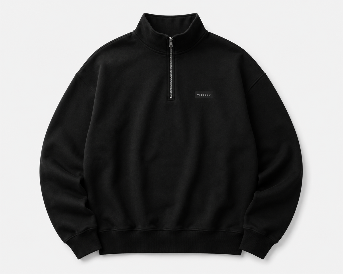 Classic Black Vitello quarter zip
