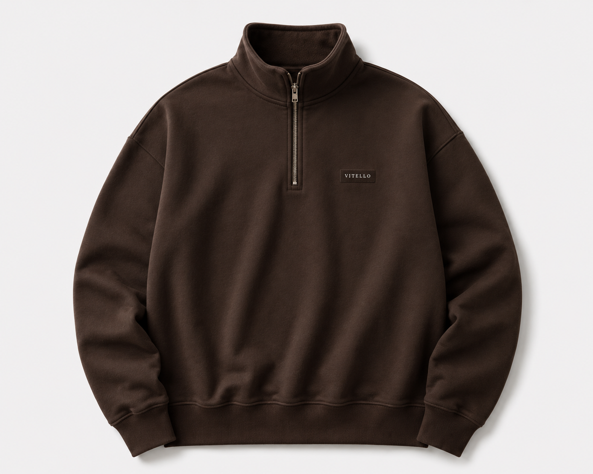 Classic Brown Vitello quarter zip