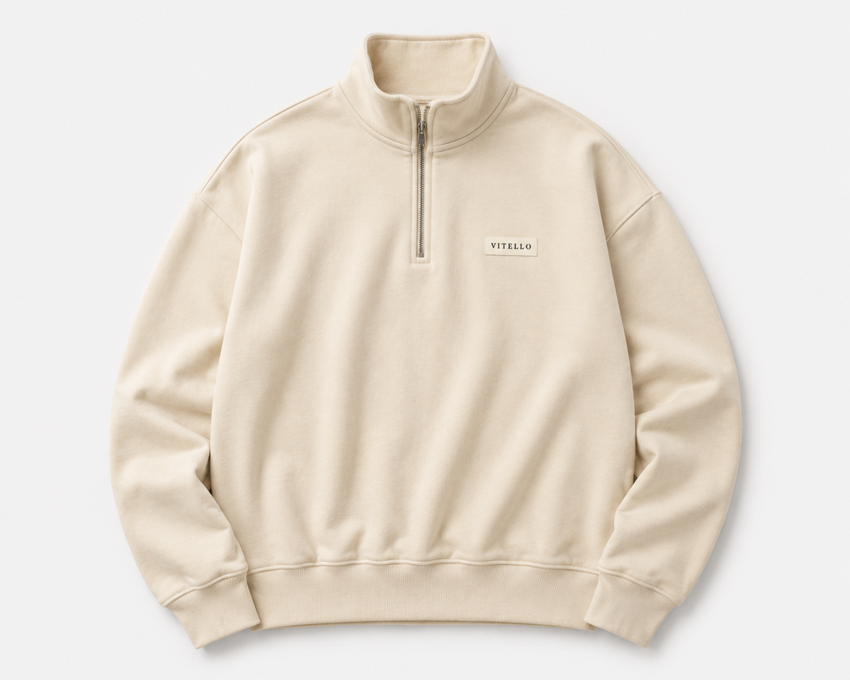 Classic Beige Vitello quarter zip
